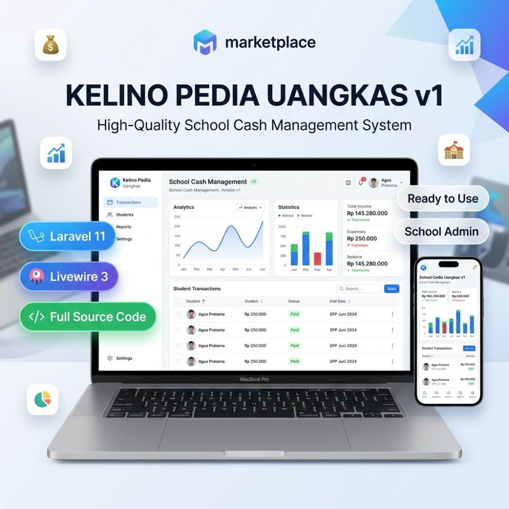 Source Code Aplikasi Pembukuan Uang Kas Sekolah & Kelas - Kelino Pedia Uangkas v1 (Laravel 11 & Livewire 3)